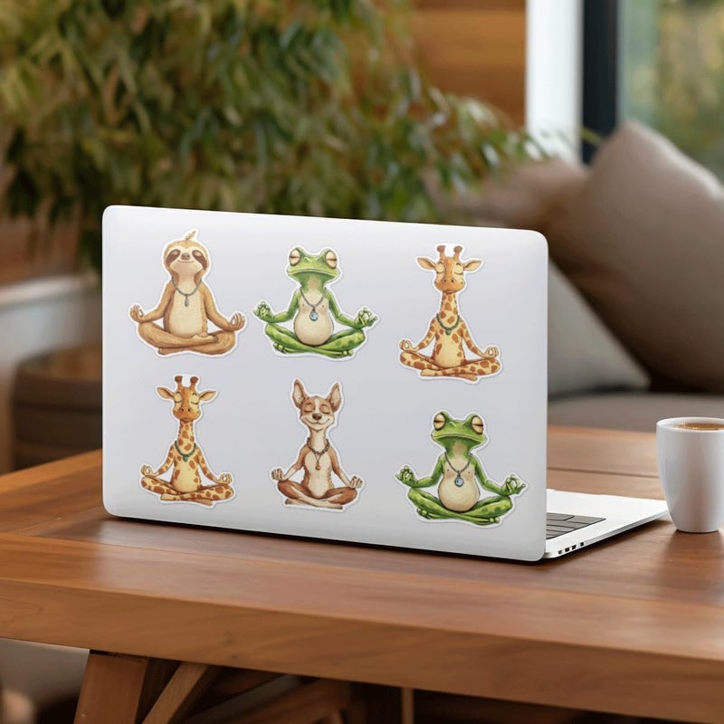 RABOWA Pack 9 Pcs Cute Funny Meditation Sticker for Laptops Cars Vehicles Trucks Bikes Car Window Hard Hats Bumper Stickers Waterproof Removable Vinyl Decals Exterior Laptop Accessories - Image 4